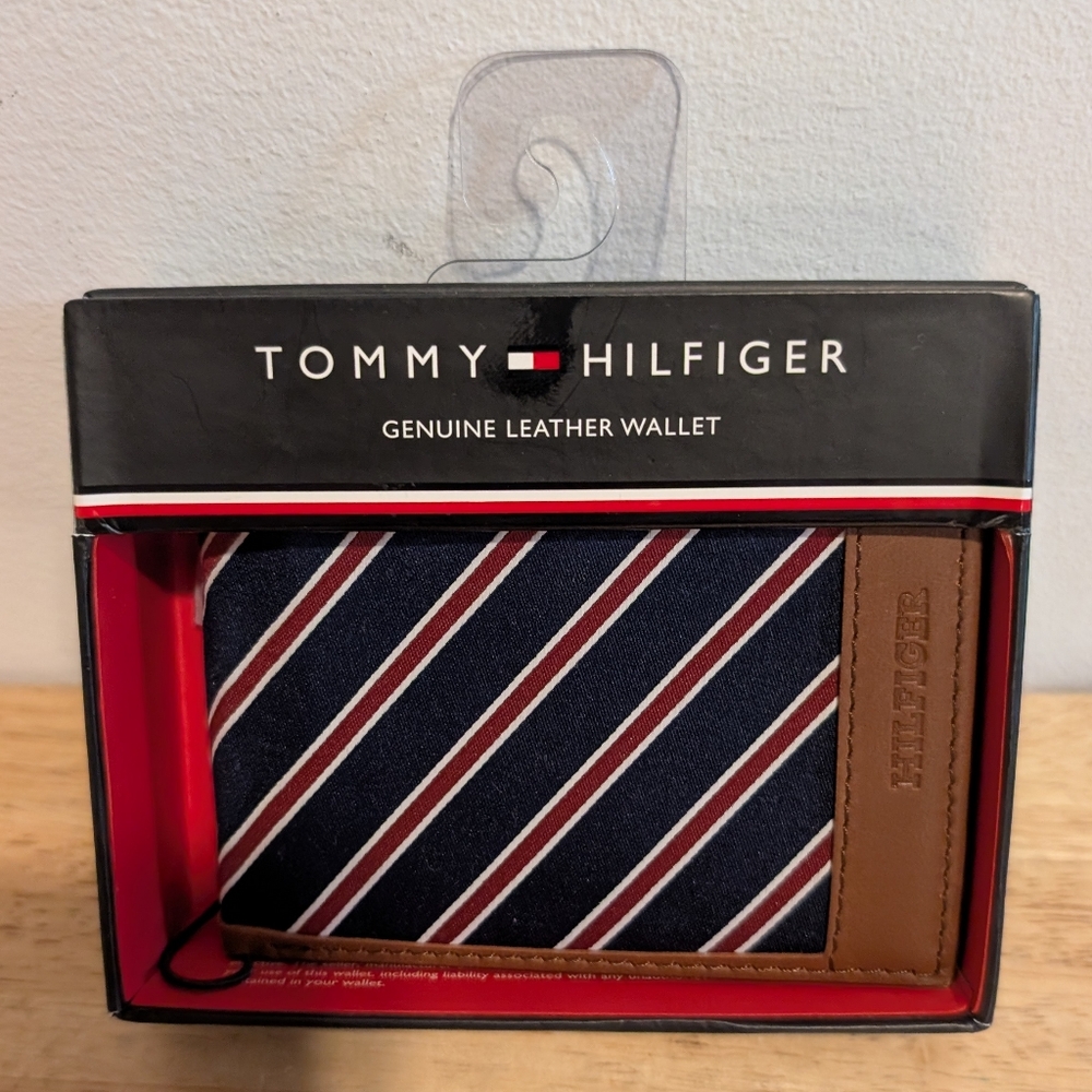 Tommy Hilfiger Blue and Brown Key Card Holder